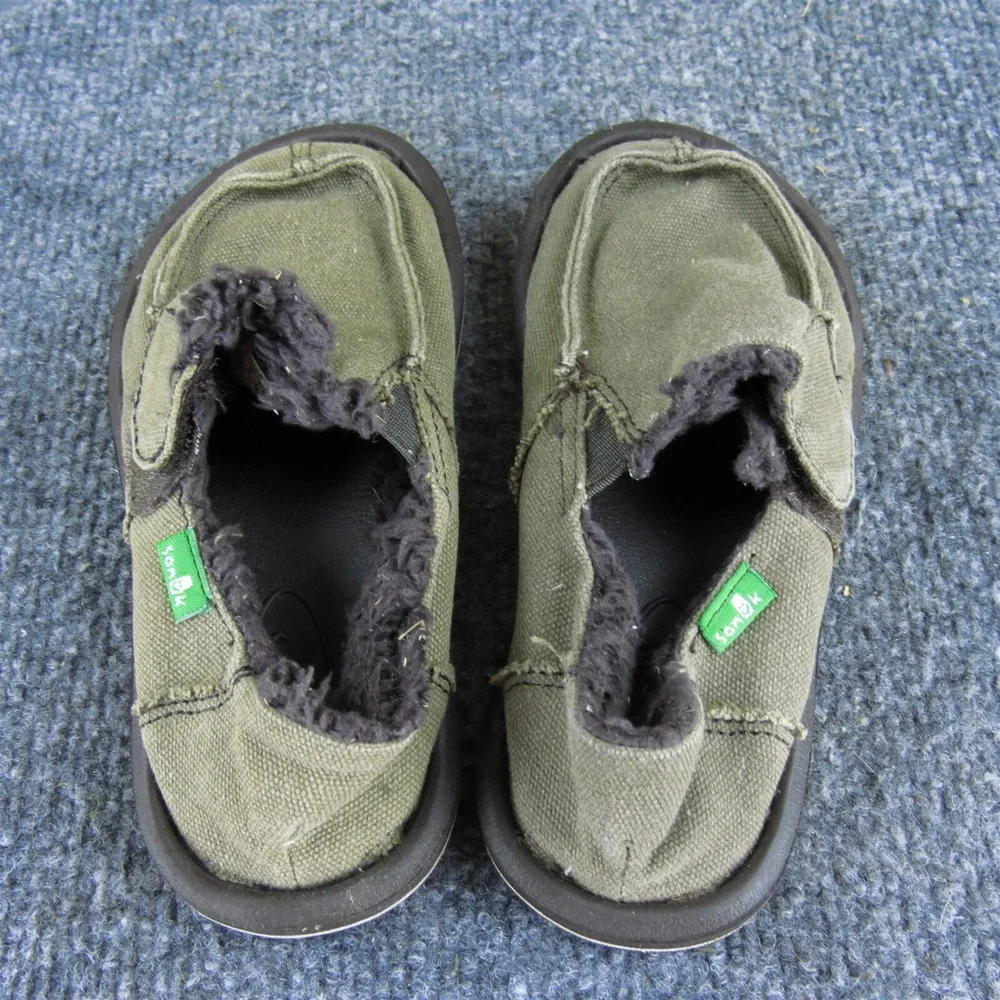 Sanuk Boys Slip-On  Sz T 10 Medium Brown Fabric Slip‎ On
